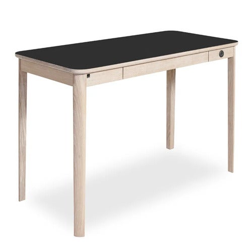 Sm131 Schreibtisch Eiche Weiß Öl/Schwarz Nano-Laminat 115X55X74Cm 