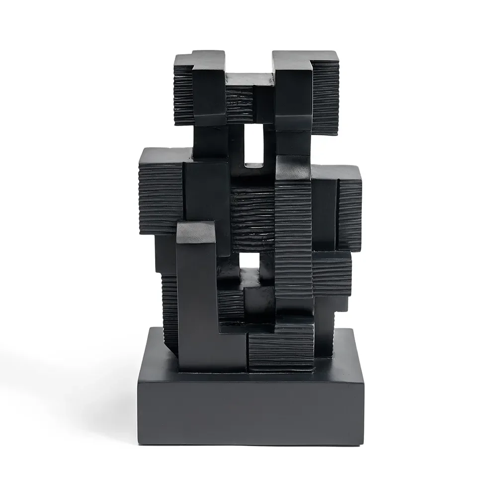  Block skulptur aus schwarz lackiertem Mahagoni