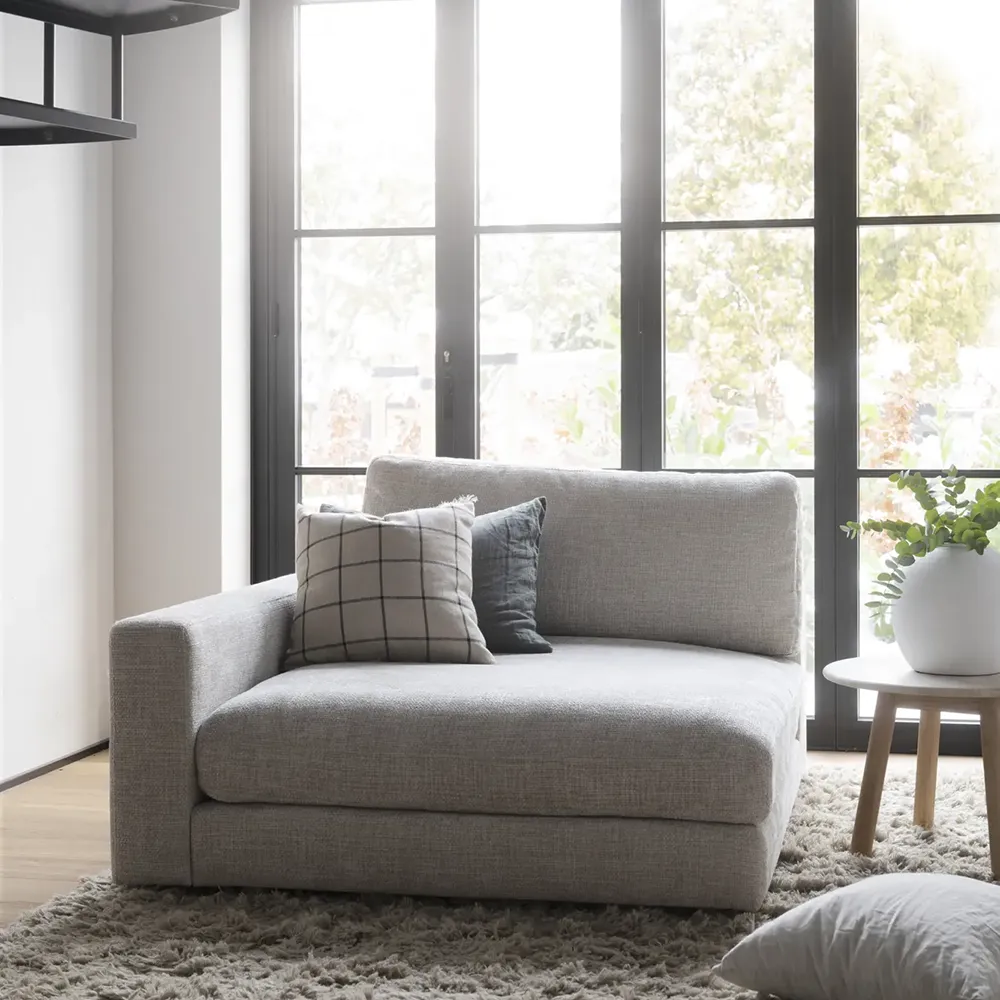 Duncan Chaiselongue links Stoff Robin hellgrau