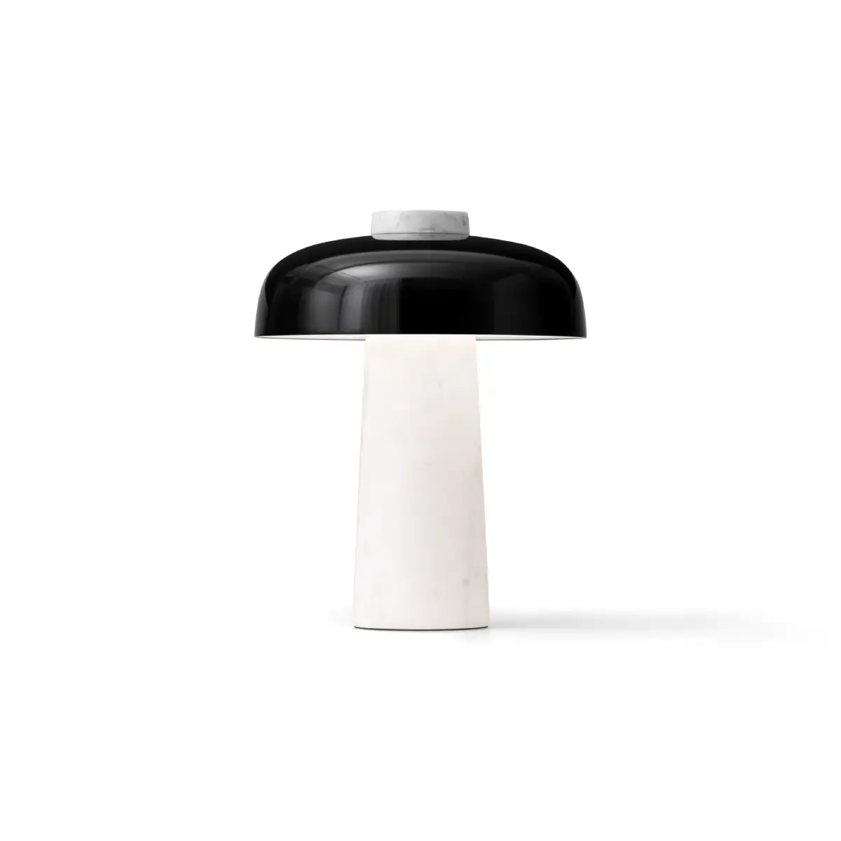 Reverse Tischlampe, Marmor, Carrara/Aluminium, Schwarz