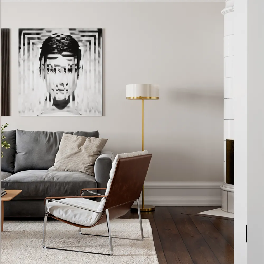 Marcel Stehleuchte H: 150cm Messing/Weiß