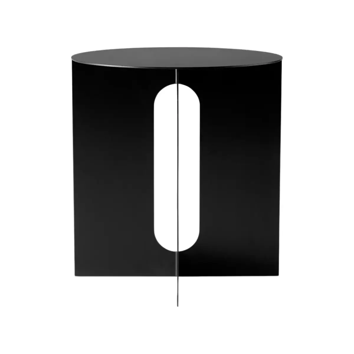 Androgyne Beistelltisch/Gestell, schwarzer Stahl, Ø 40 cm