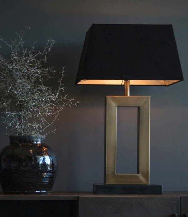 Lampenschirm rechteckig L Schwarzes Leder