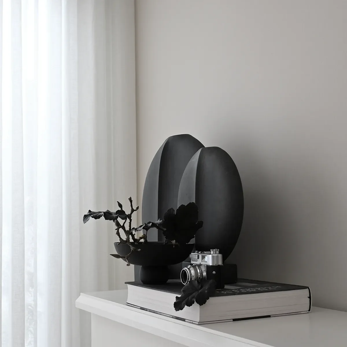 Handbemalte Dekoschale Baburu Mini Black Ø 20 cm