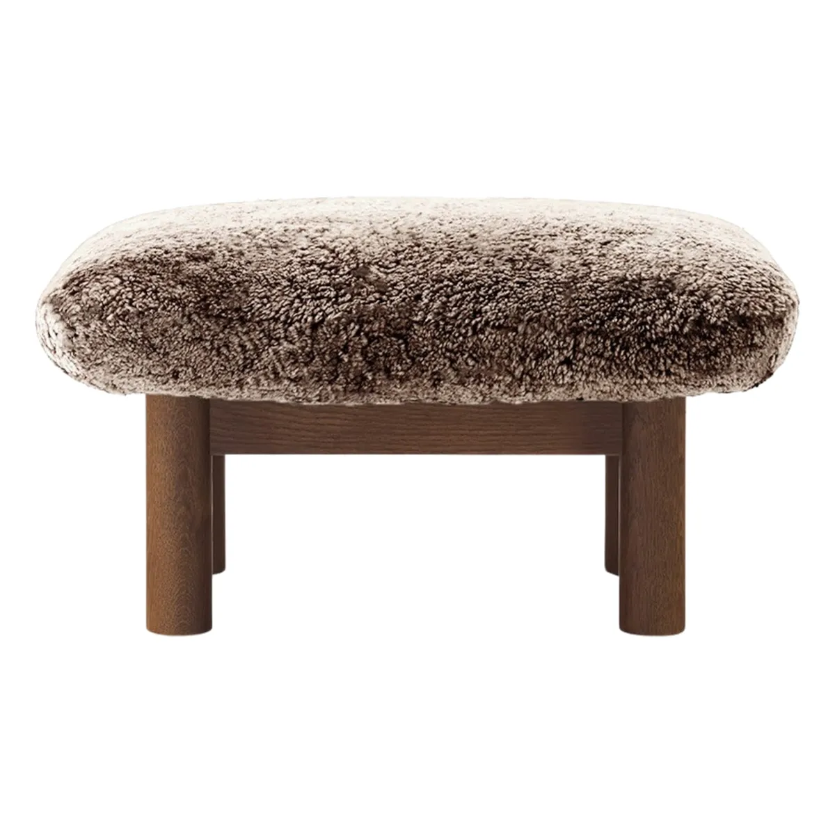 Brasilia Hocker Eiche dunkel gebeizt, Sheepskin Nevotex Sahara
