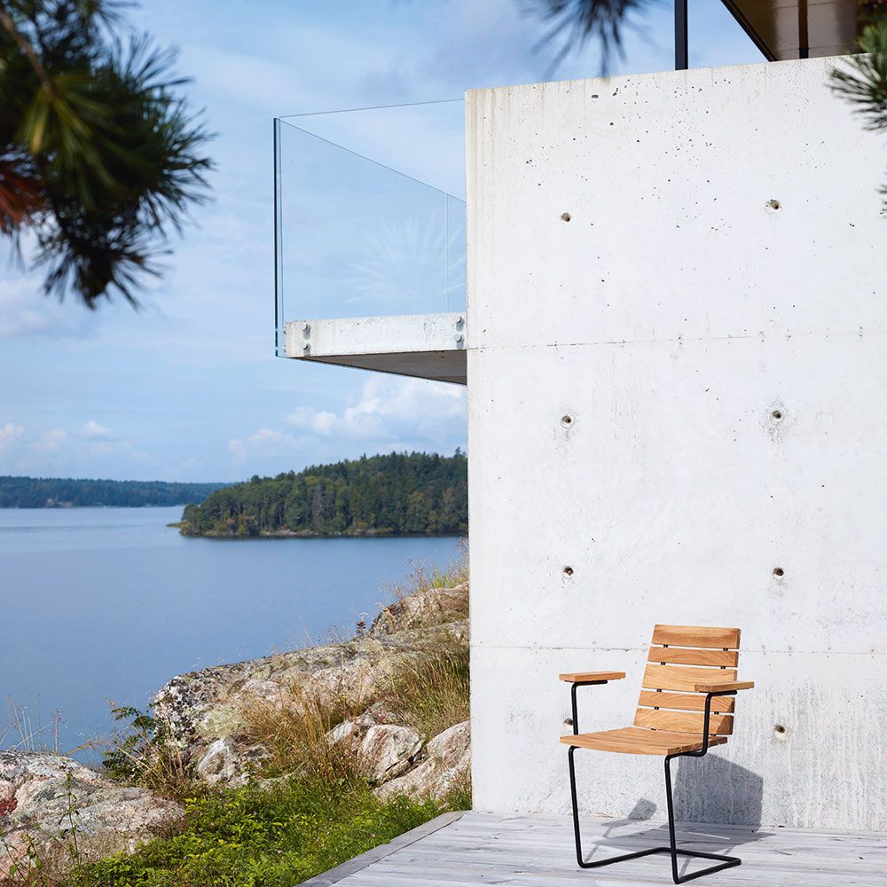 Grinda Armlehnstuhl Schwarz / Teak