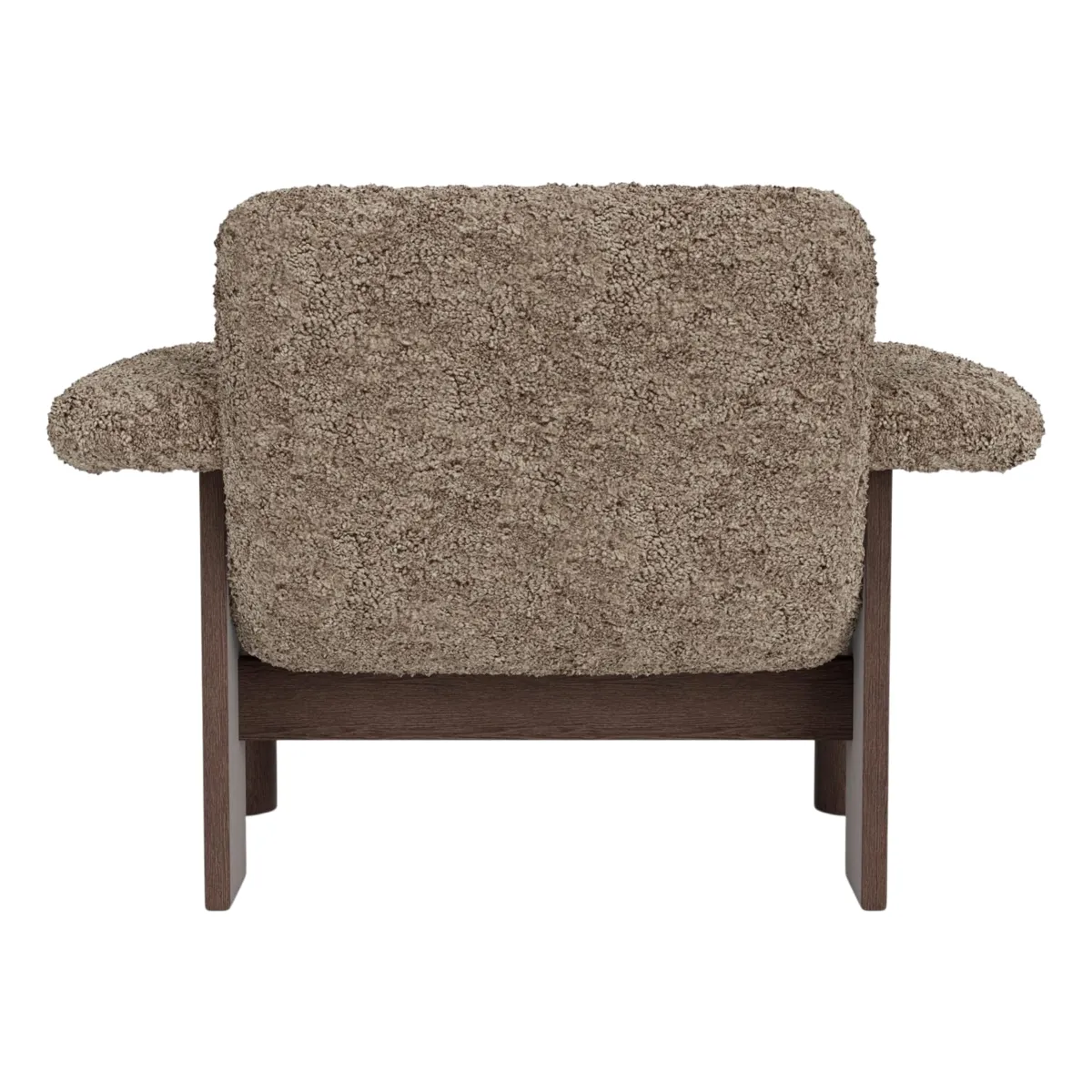 Brasilia Loungesessel Vollgepolstert, Niedrige Rückenlehne, Vierbeiniges Untergestell, Dunkel Gebeizte Massive Eiche, Sheepskin Nevotex Sahara