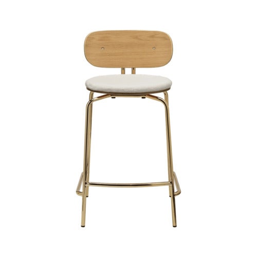 Curious Niedriger Barhocker Eiche/Messing Teddy White