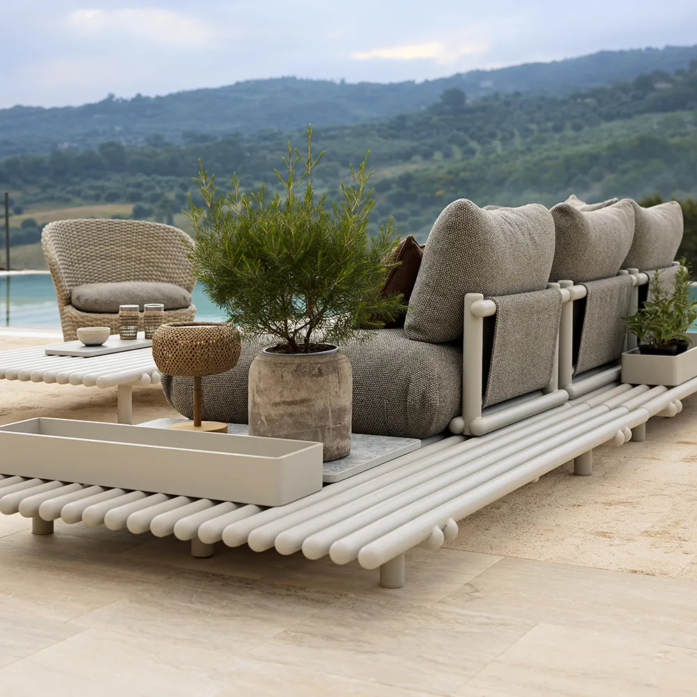 Sticks ecksofa Alu/sand