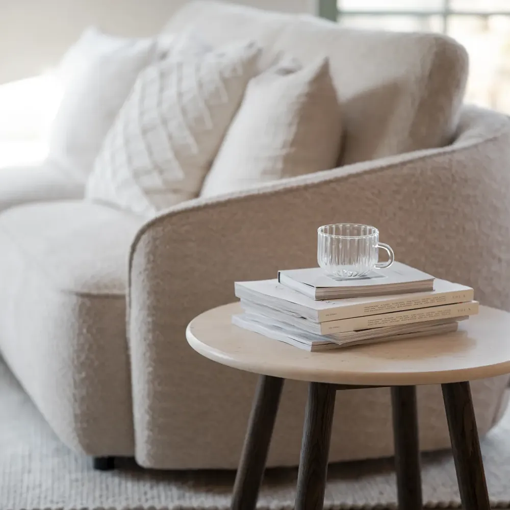 Norris Sofa 3-Sitzer mit Chaiselongue rechts Stoff Anna hellbeige