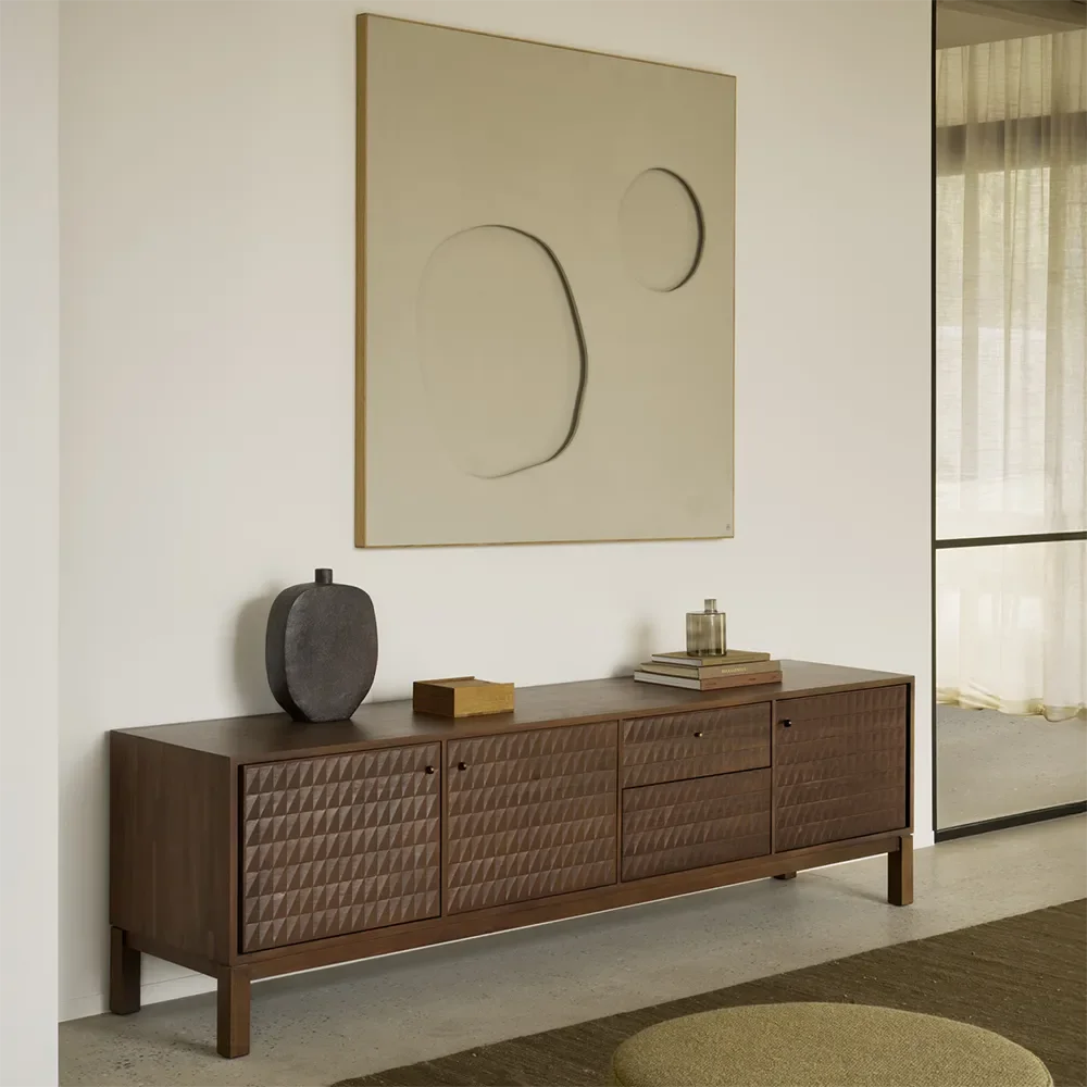 TV-Lowboard aus Teak Sono Light Brown L212 cm