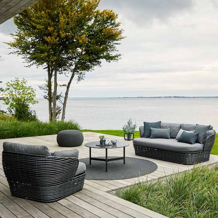 Loungesessel Basketgeflecht Graphit Inkl. grauem Cane Line Airtouch Kissenset