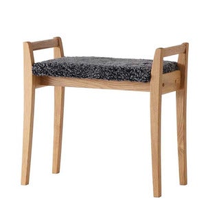 Meja Hocker Eiche geölt/Schafsfell Dunkelgrau