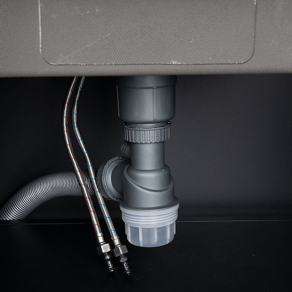 Fornax Küchenzeile Spüle/Hahn schwarz/grau