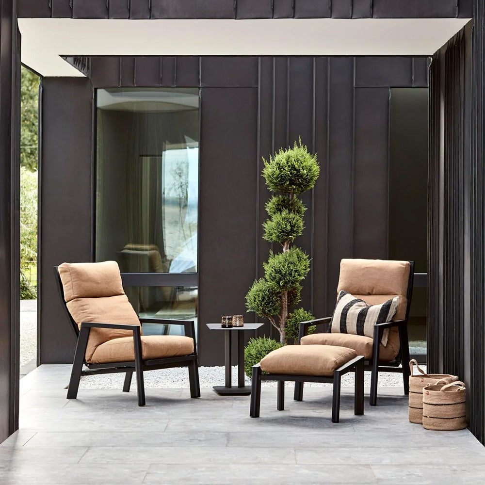 Slide-Fußhocker Schwarz/Zimtgold