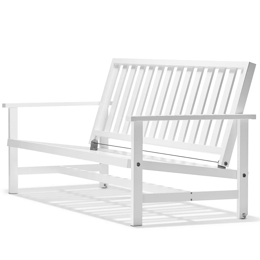 Sofa 3-Sitzer Weiß Aluminium