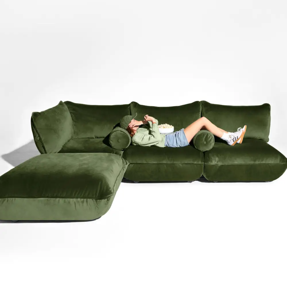 recycled puff rolster kissen velvet deep green