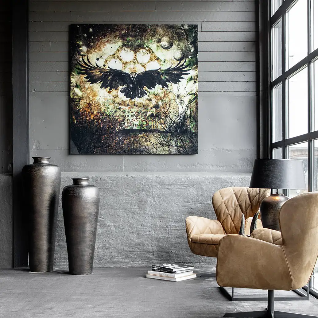 Wanddekor Rabe 120x120 cm