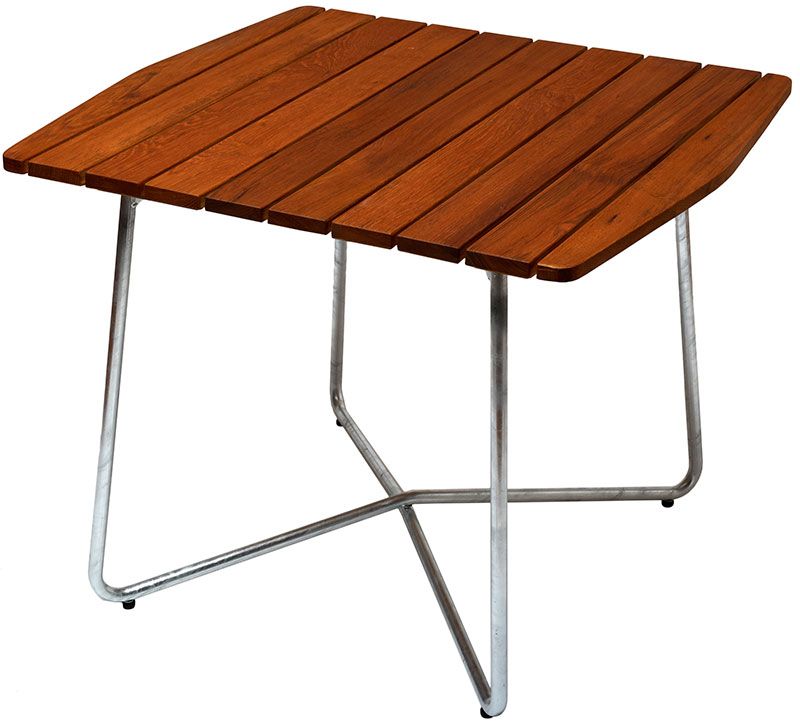 Tisch B30 84 X 92 Unbehandeltes Teakholz / Feuerverzinktes Gestell Gestell