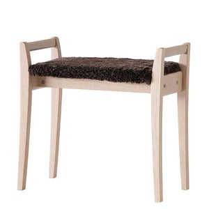 Meja Hocker Weiß geölt Eiche/Schafsfell Braun