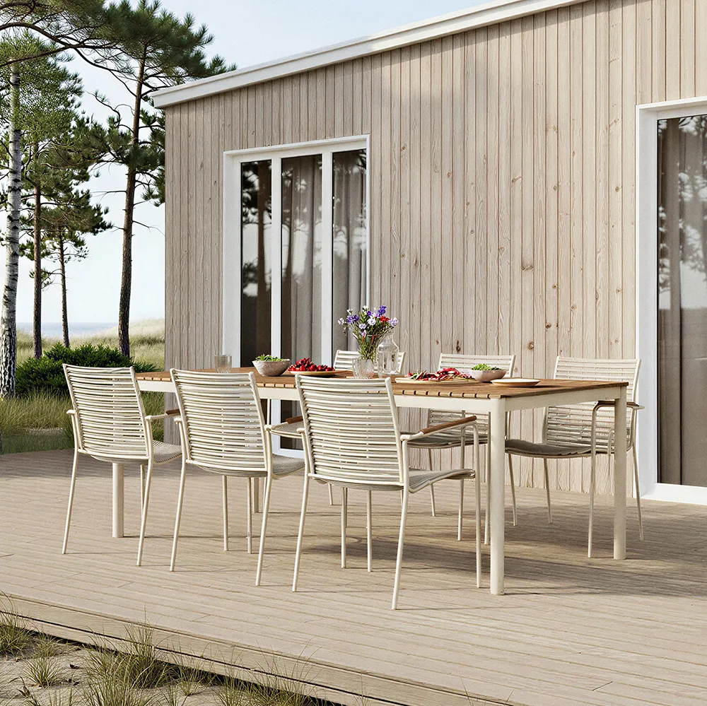 Mood Classic Esstisch 100x208 cm Sandgrau / Teak