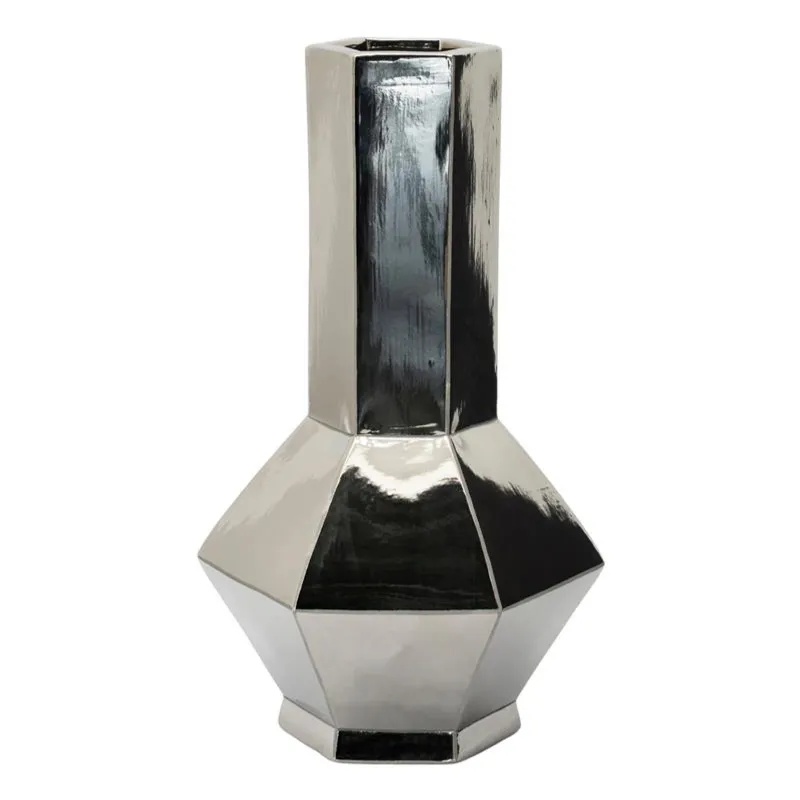 Axis large Vase 28x25x47 cm Steingut chorme