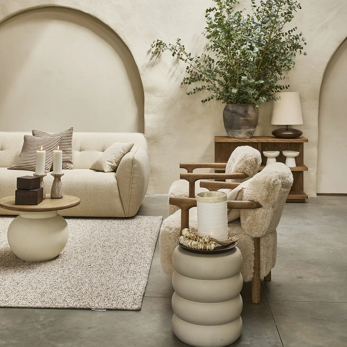 Sessel aus Eschenholz Glenn Cloud Fur Off White