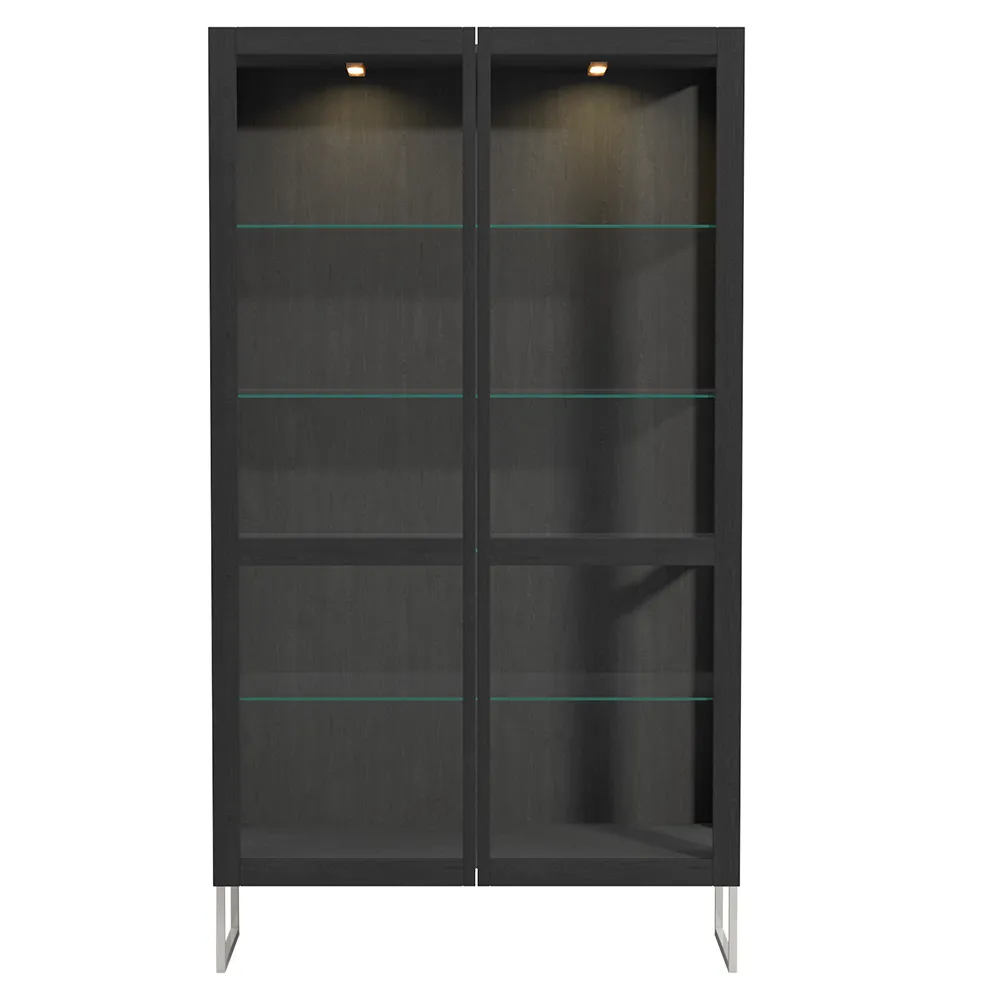 Sm452 Vitrinenschrank Eiche Schwarz Lack 100X43X162Cm 