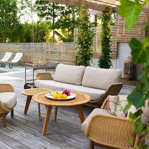 Lily 2,5-sitzer-sofa  Twist straw / Plush wheat / teak