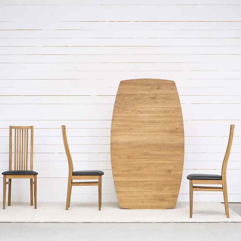 Allegro Esszimmerstuhl Eiche geölt mit schwarzem Leder 2er-Pack