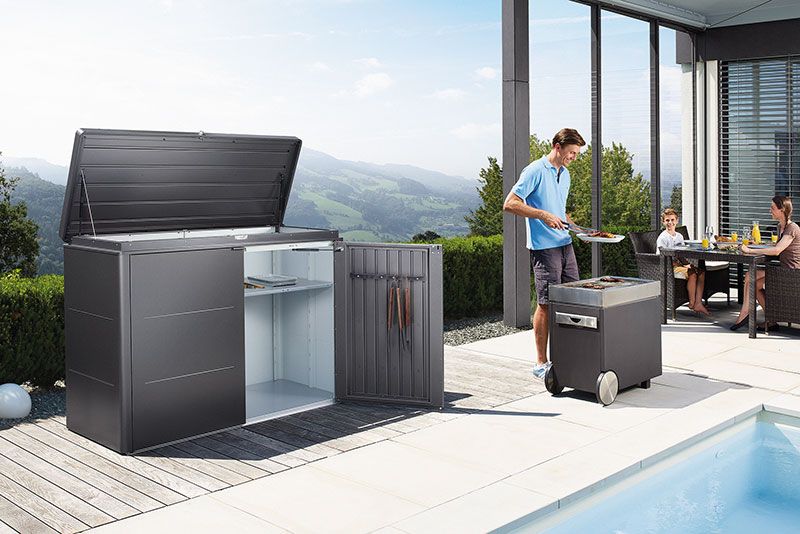 Highboard Aufbewahrungsbox 160cm quarzgrau Biohort