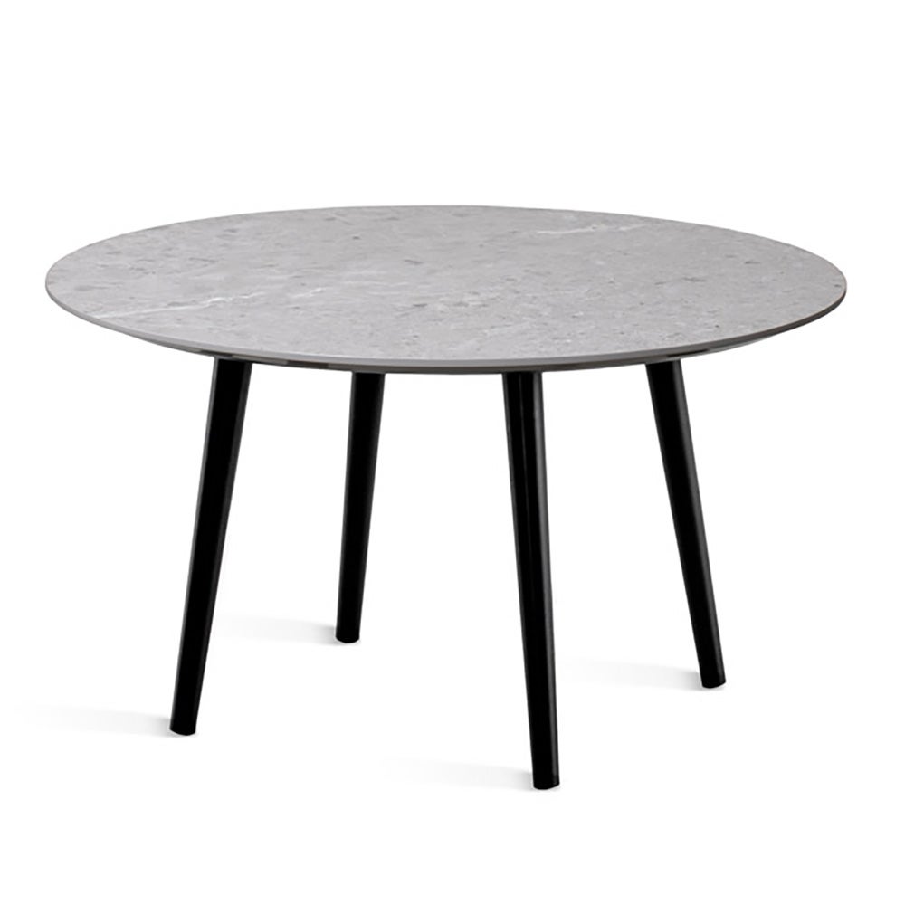 MILES Couchtisch Ø80 cm Sandsteinlaminat, 4 schwarze Holzbeine