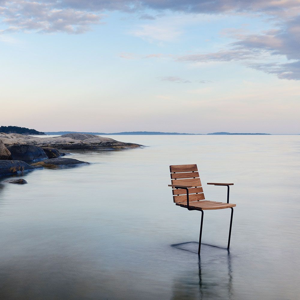 Grinda Armlehnstuhl Schwarz / Teak