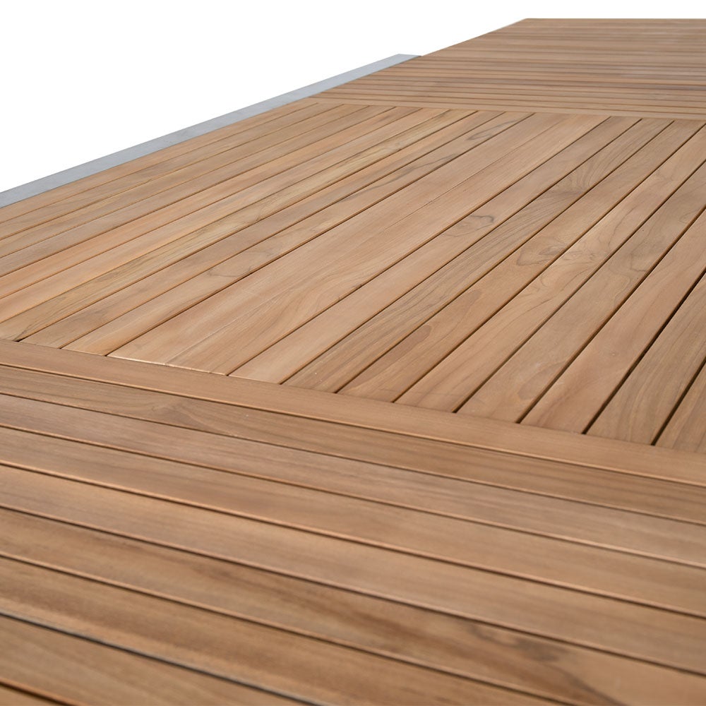 Naos Esstisch 100x220-320 cm Edelstahl/Teak