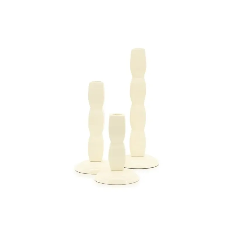 Prinz Kerzenhalter 10x10x28 cm / 10x10x21 cm / 10x10x15 cm Aluminium beige