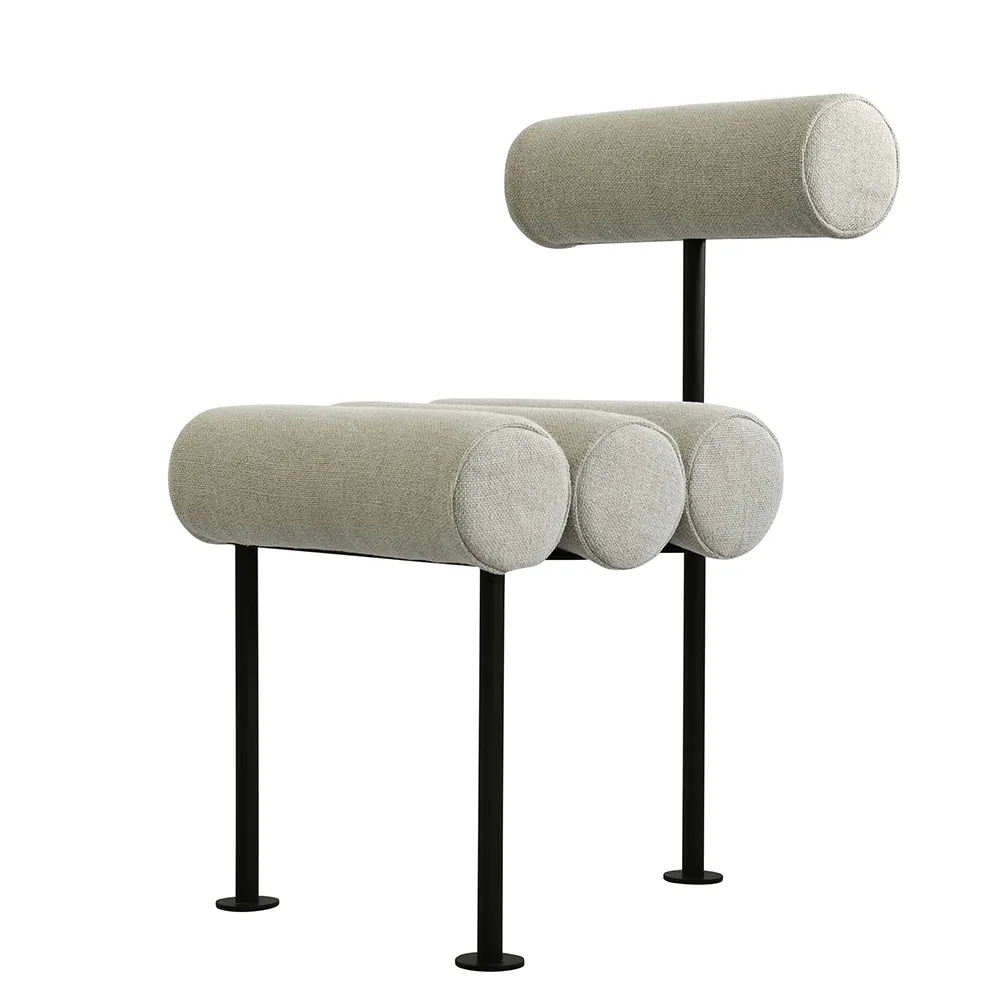 Hiro Esszimmerstuhl, schwarzes Gestell – Leinen