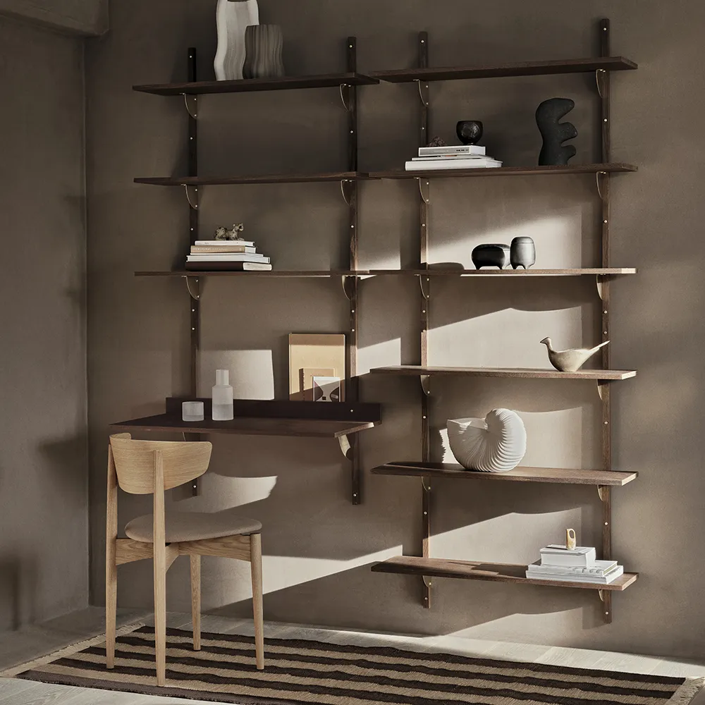 Sector Wandschreibtisch - Smoked Oak/Brass