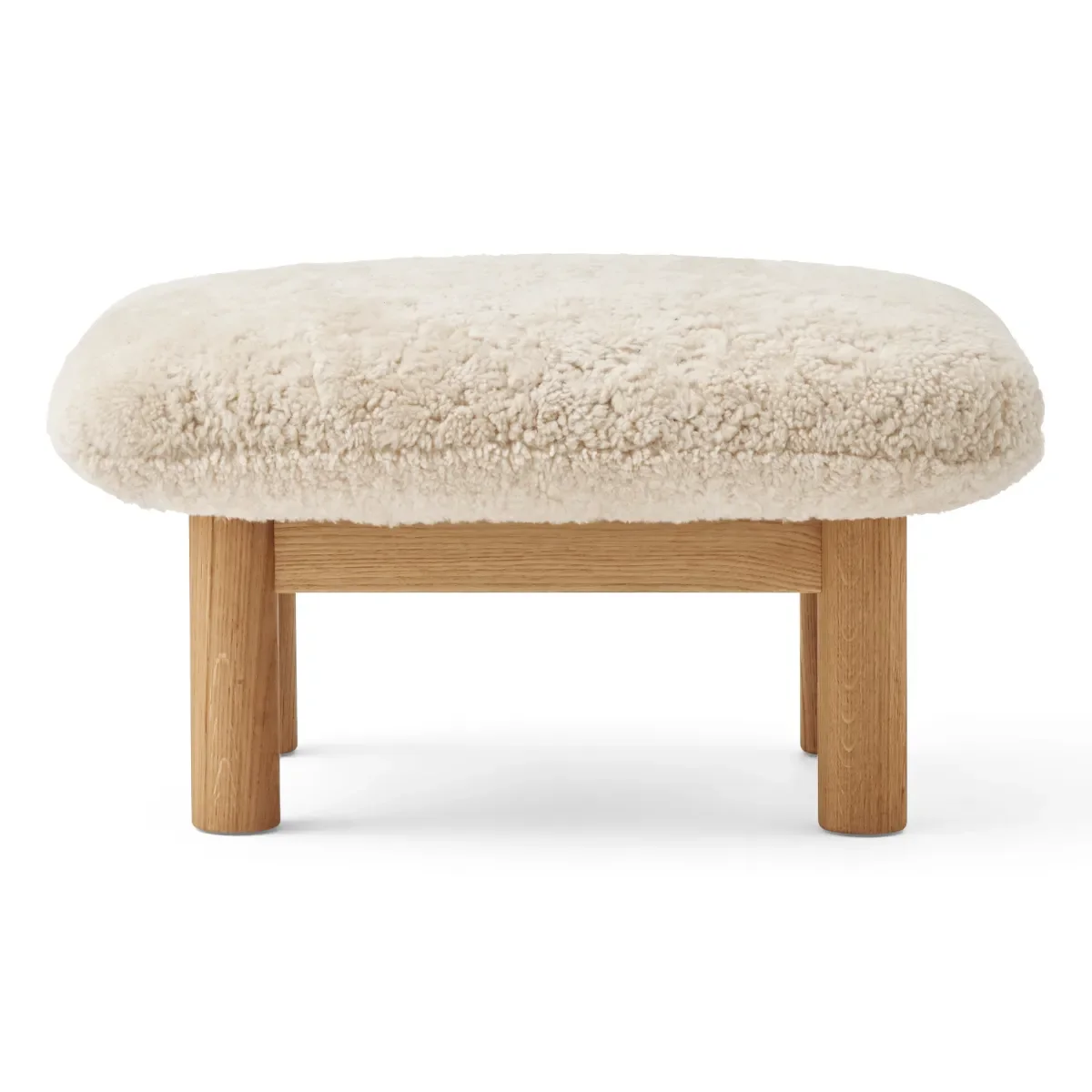 Brasilia Hocker Vollständig Gepolstert Vierbeiniges Gestell Massiv Eiche Natur Sheepskin Nevotex Nature