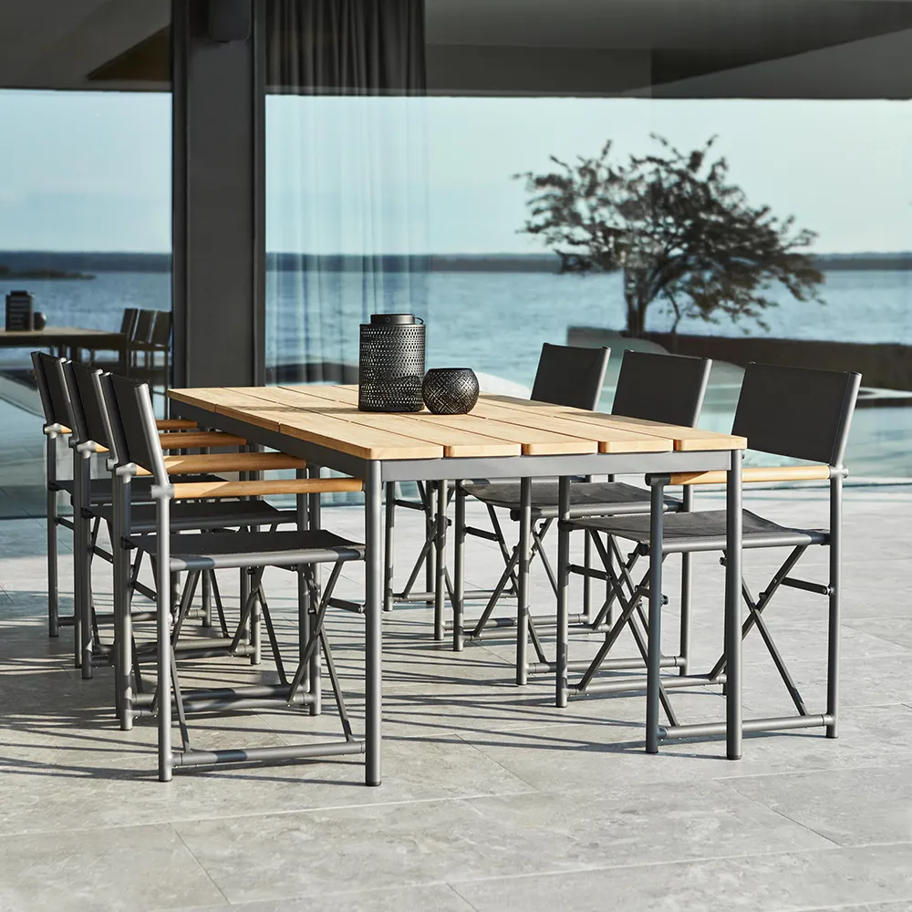 Nox Esstisch 90x240 cm Aluminium/Teak