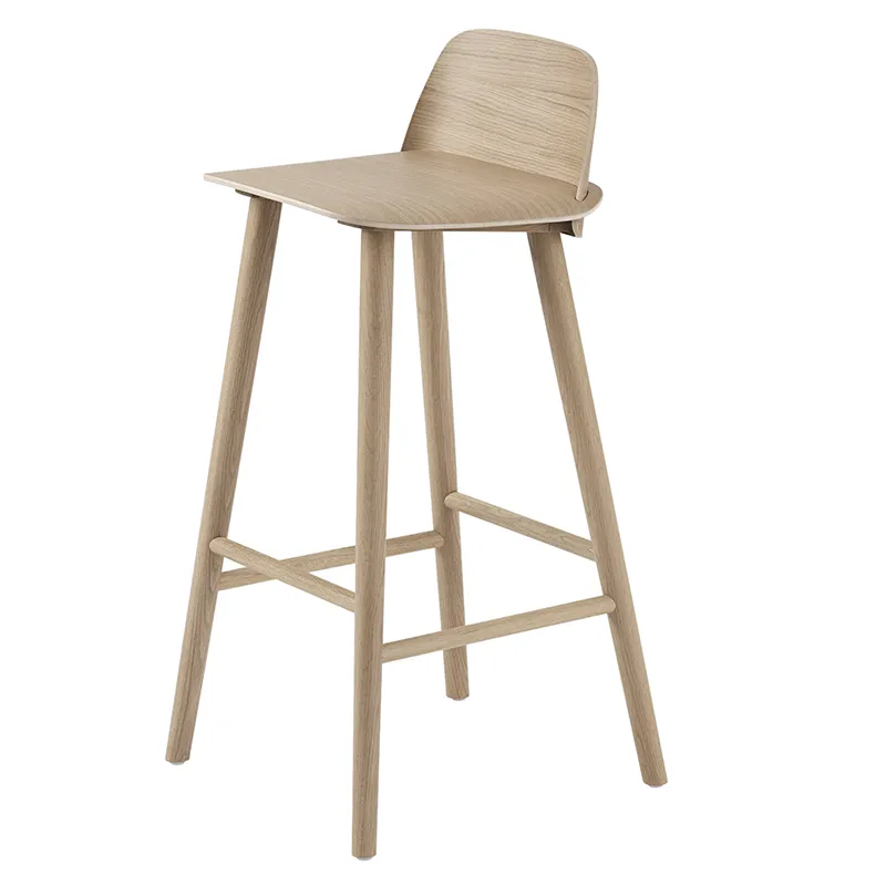 Muuto, Nerd barhocker 75 cm - mit Metallfußstütze - Oak
