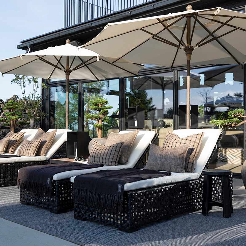 Sonnenliege Orlando Classic Synthetisches Rattan Schwarz ohne Kissen