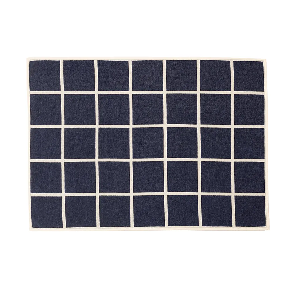 Gewebte Decke aus Lammwolle Criss Dark Blue