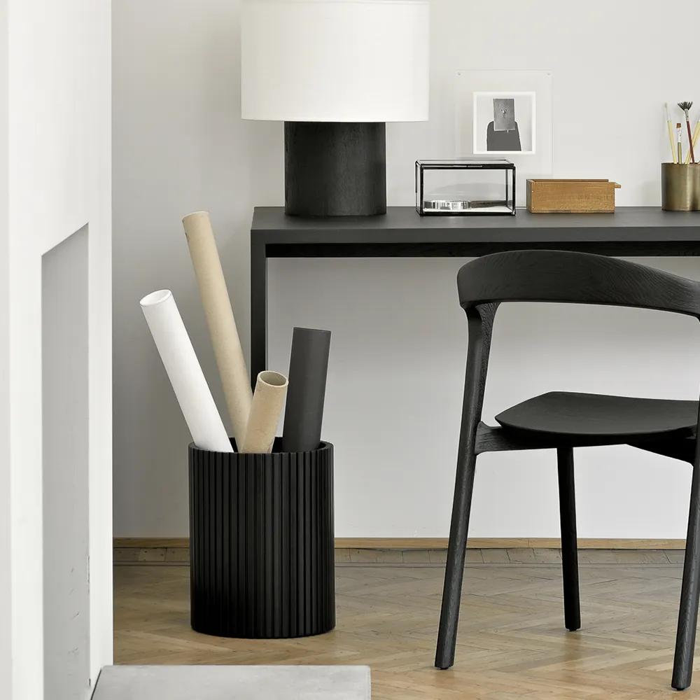 Roller Max Mülleimer schwarz lackiertes Mahagoni