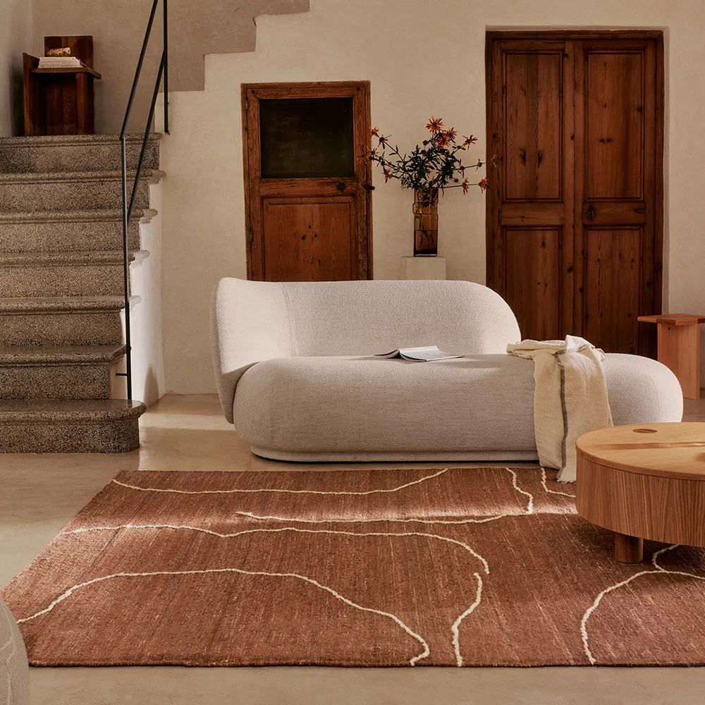 Handgewebter Teppich aus Jute Gesso Terracotta 200x300 cm