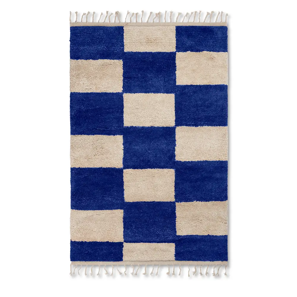 Mara Knotted Teppich 120x180 cm - Br Blau/Off-Whi