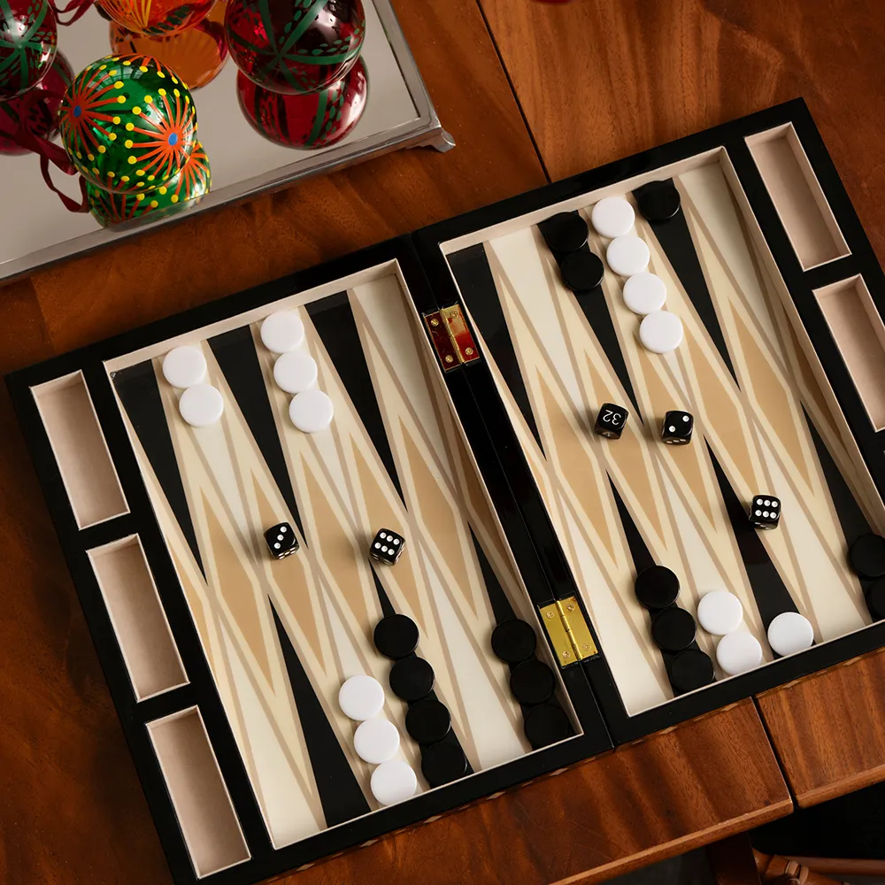 Backgammon Lackiert Black