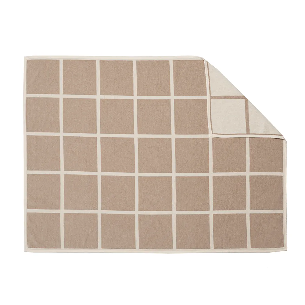 Gewebte Decke aus Lammwolle Criss Beige