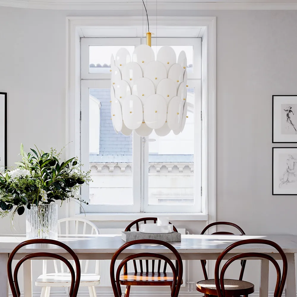 Omlott Hängeleuchte Ø50cm Messing/Weiß