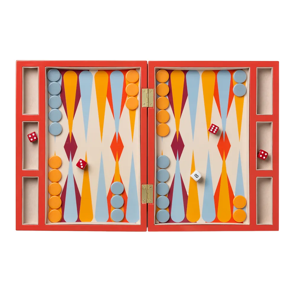 Lacquered Backgammon Red