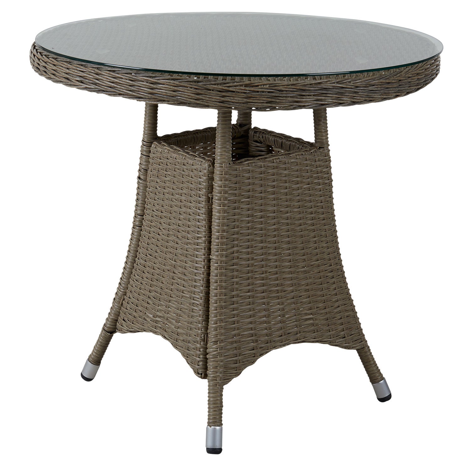 Hornbrook Couchtisch 80 cm beige Kunststoff-Rattan inkl. Glas